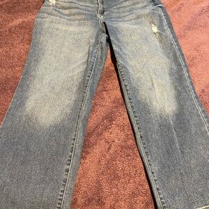 Sonoma Straight Crop Distressed Blue Denim Jeans